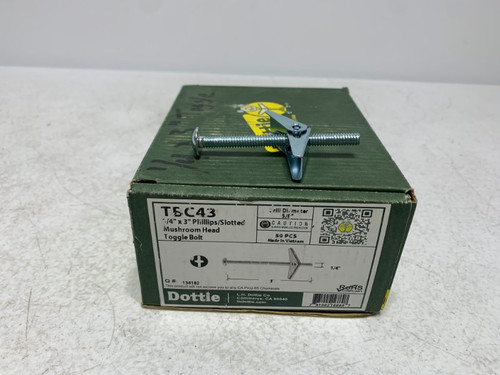 Dottie TBC43 Toggle Bolt 1/4" x 3" Phillips/Slotted Mushroom Head (lot of 31)