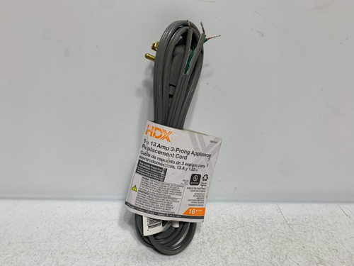 HDX 588 547 Appliance Replacement Cord 13A 125V 6' 16/3 3-Prong