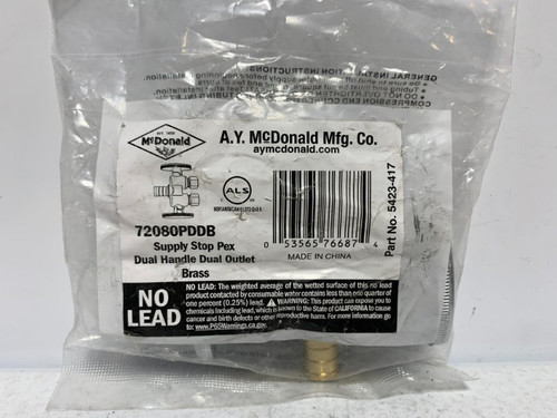 A.Y. McDonald 5423-417 Supply Stop PEX 1/2x3/8x3/8 Brass