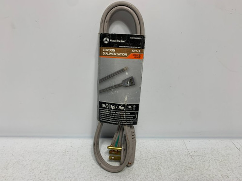 Southwire 9723SW8809 Power Cord 16/3 SPT-3 13A 125V 3'