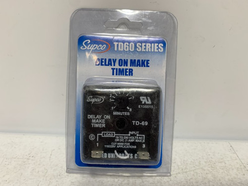 Supco TD69 Delay On Make Timer 19-250V AC/DC 1A 6 Sec-8 Min