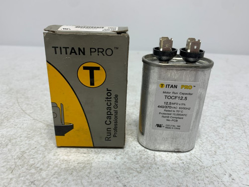 Titan Pro TOCF12.5 Motor Run Capacitor 12.5MFD 440/370VAC Oval