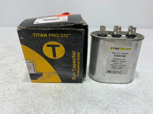 Titan Pro TOCD155 Motor Run Capacitor 15/5 MFD 370VAC Oval