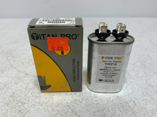 Titan Pro TOCF15 Motor Run Capacitor 15MFD 440/370VAC Oval
