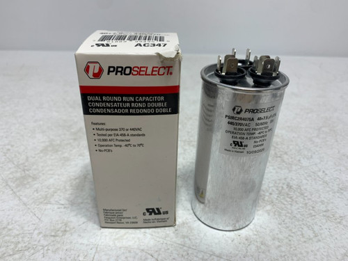 Proselect PSIRC2R4075A Run Capacitor 40+7.5 MFD 440/370VAC Round