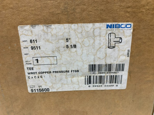Nibco 611 Tee Wrot Copper Pressure Fittings 5" x 5-1/8"