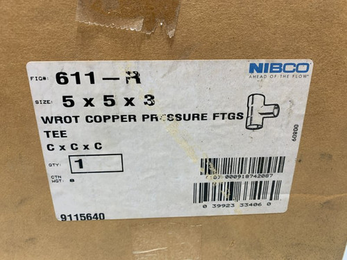 Nibco 611-R Tee 5 x 5 x 3 Wrot Copper Pressure Fittings
