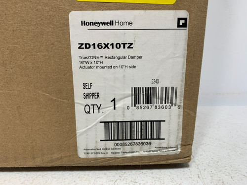 Honeywell ZD16X10TZ TrueZONE Rectangular Damper 16"W x 10"H 24V