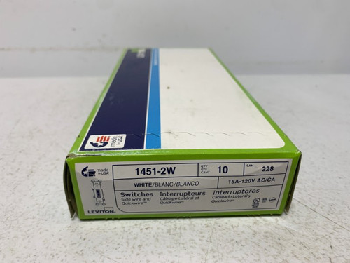 Leviton 1451-2W Toggle Switch 15A 120V White (lot of 10)