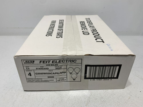 Feit Electric G2560W930CA/FIL/3/RP LED Bulbs 5.5W 3000K 120V (lot of 4)
