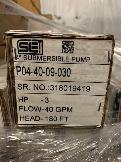 SEI P04-40-09-030 SS Submersible Pump 4" 40GPM 3HP