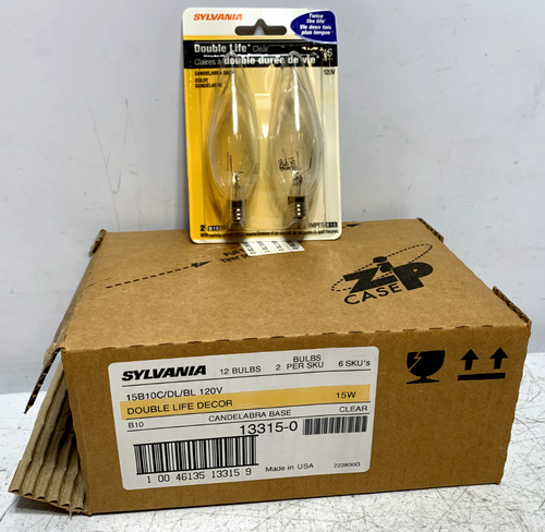 Slyvania 15B10C/DL/BL Double Life Decor Candelabra Base 120V 15W (lot of 60)