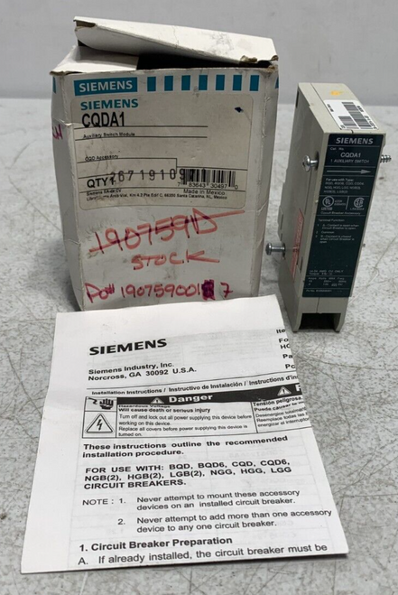 Siemens CQDA1 Circuit Breaker 600/347VAC 3 Pole 10KAIC Siemens CQDA1 Circuit Breaker 600/347VAC 3 Pole 10KAIC