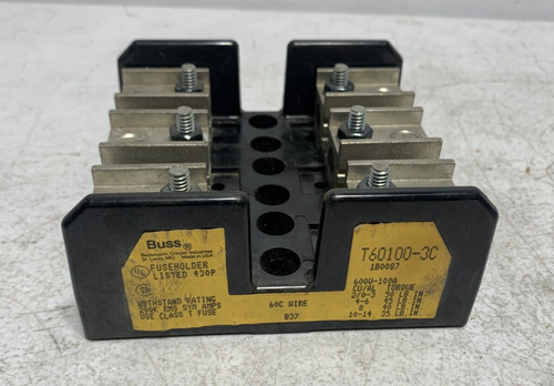 Cooper Bussmann T60100-3C Fuseholder Class T Fuse Block 600VAC 100 Amp 200 kAIC