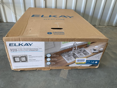 Elkay HDDB332294PW Parkway Drop-in Double Bowl Kitchen Sink 4 Faucet Holes