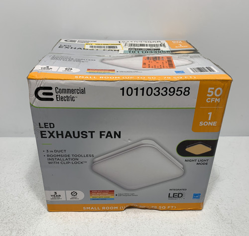 Commercial Electric BF1103 LED Exhaust Fan 50 CFM Night Light Mode