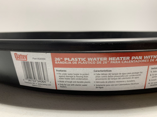 Oatey 34064 26" Plastic Water Heater Pan with 1" PVC Fitting