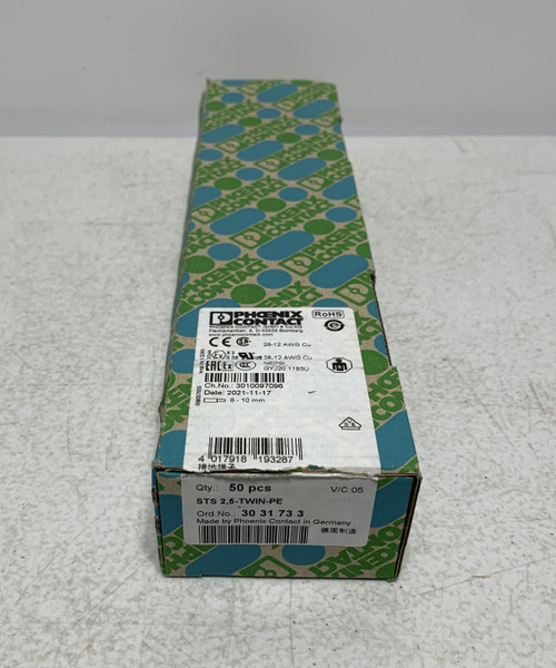Phoenix Contact 3031733 STS 2,5-TWIN-PE Ground Terminal 2.5mm (box of 50)