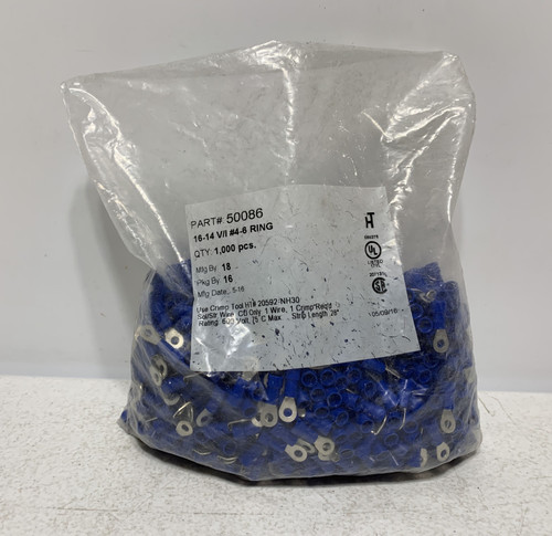 Hillsdale Terminal 50086 16-14 AWG Vinyl Insulated #4-6 Ring Terminal (pk of 1,000)