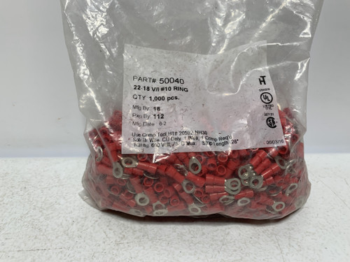 Hillsdale Terminal 50040 22-18 V/I #10 Ring Terminal (pk of 1000)
