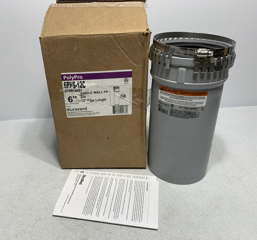 Duravent PolyPro 6PPS-12C Single Wall PP 6" x 12" Pipe Length