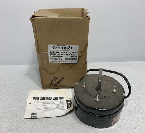 Interlink F2208A4034S Fan Motor 1/15HP 208/230V