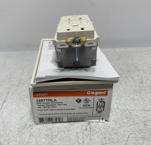 Legrand 1597TRLA GFCI Duplex Receptacle Tamper-Resistant Self-Test 15A 125VAC