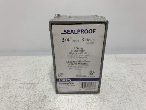 Superflex 1GB375 Sealproof 1 Gang Outlet Box 3/4" 3 Holes Gray