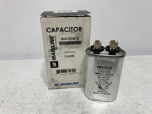 Mainline ML43-25134-33 Capacitor 7.5uF 440VAC Oval
