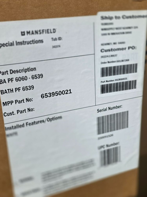 Mansfield 6539 Bathtub 60" x 60" Acrylic White