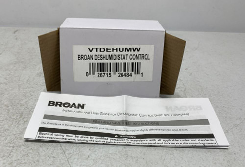 Broan VTDEHUMW Dehumidistat Control 30-55% RH Wall Mount