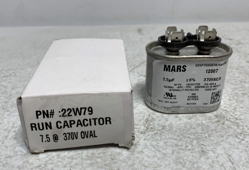 Mars 22W79 Run Capacitor 7.5uF 370VAC Oval