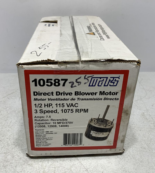 Mars 10587 Blower Motor 1/2HP 115V 3 Speed 1075RPM