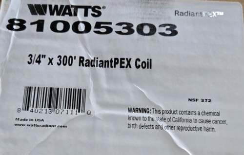Watts 81005303 RadiantPEX Coil 3/4" x 300'