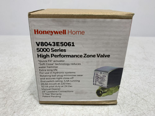Honeywell V8043E5061 Zone Valve 24V 3/4" Sweat 8.0 Cv