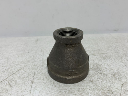 1-1/2" x 3/4" Black Iron Reducer Coupling Malleable Iron (lot of 2)