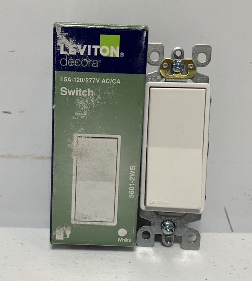Leviton 5601-2WS Rocker Switch 15A 120/277V Single-Pole White