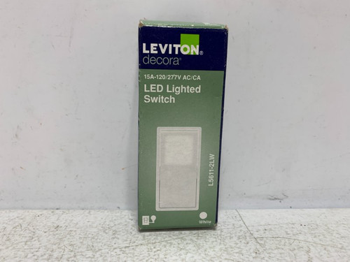 Leviton R12-L5611-2LW Rocker Switch 15A 120/277V LED Illuminated