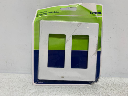 Leviton 80309 Wall Plate Screwless 2-Gang Polycarbonate