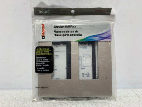 Legrand RWP262NICC6 Wall Plate Screwless Nickel 2-Gang