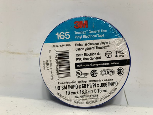 3M 165 Electrical Tape 3/4" x 60' Vinyl Flame Retardant