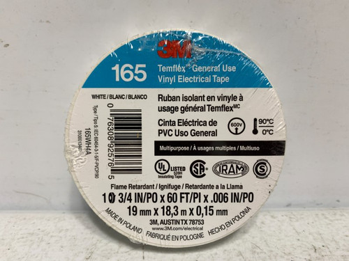 3M 165WH4A Vinyl Electrical Tape 3/4" x 60' 600V