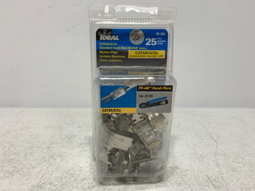 Ideal 85-368 RJ45 Connector Shielded Feed-Thru CAT6A/6/5e (lot of 25)
