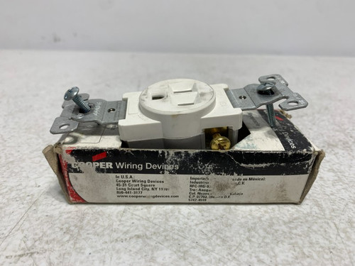 Cooper 817W-BOX Receptacle 15A 125V Single White