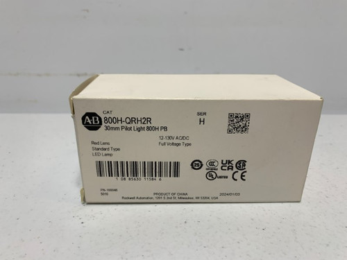Allen Bradley 800H-QRH2R Pilot Light 30mm 12-130V AC/DC LED