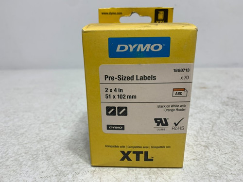 Dymo 1868713 Pre-Sized Labels 2x4" Vinyl Orange Header
