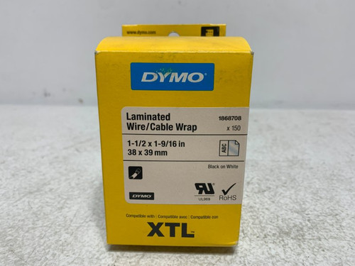 Dymo 1868708 Laminated Cable Wrap 1-1/2"x1-9/16" Black/White