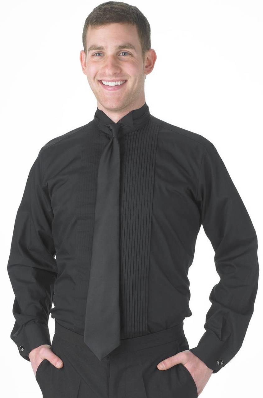 Henry Segal Unisex Wing Tip Tuxedo Shirt Long Sleeve, Black