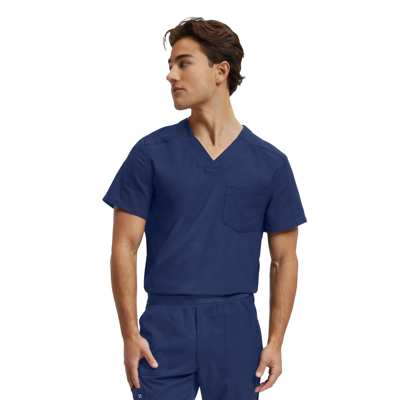 White Cross Vibe Men's 2 Pocket V-Neck Tuckable Scrub Top WT150