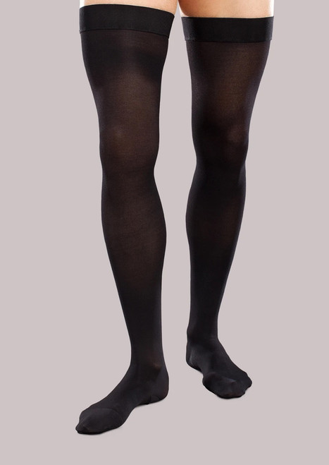 Therafirm Ease Opaque Men's Thigh Highs Silicone Band 30-40 mmHg